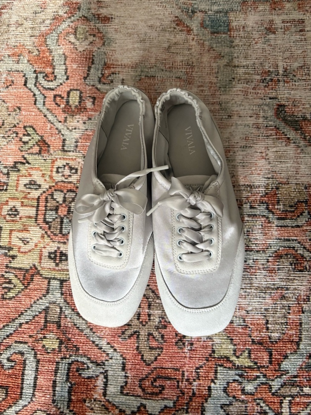 Square-Toe Lace-Up Satin Sneakerina (Cristina)